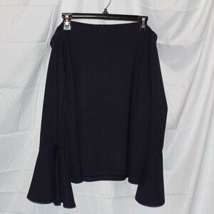 Sugar + Lips, Top, XL, Navy Blue, Off-Shoulder, Long Bell Sleeves, Rayon Spandex